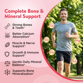 Gummies de Calcium Hovika 1200mg dans un bol avec des fruits frais