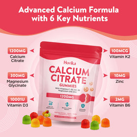 Gummies de Calcium Hovika 1200mg montrant la texture et la couleur