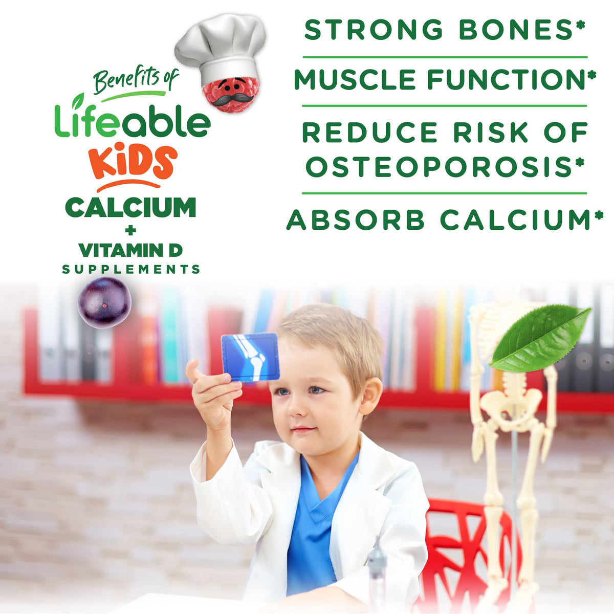 Gummies de calcium Lifeable, 500 mg de calcium par portion