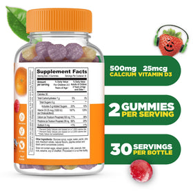 Gummies de calcium Lifeable pour enfants, goût orange et fruits rouges