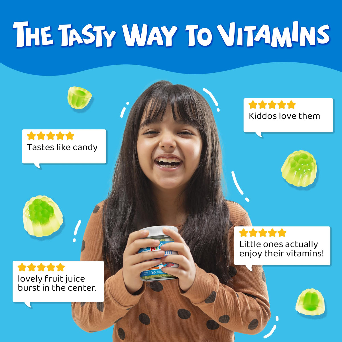 Gummies de calcium LILICARE, ingrédients principaux sur l'emballage