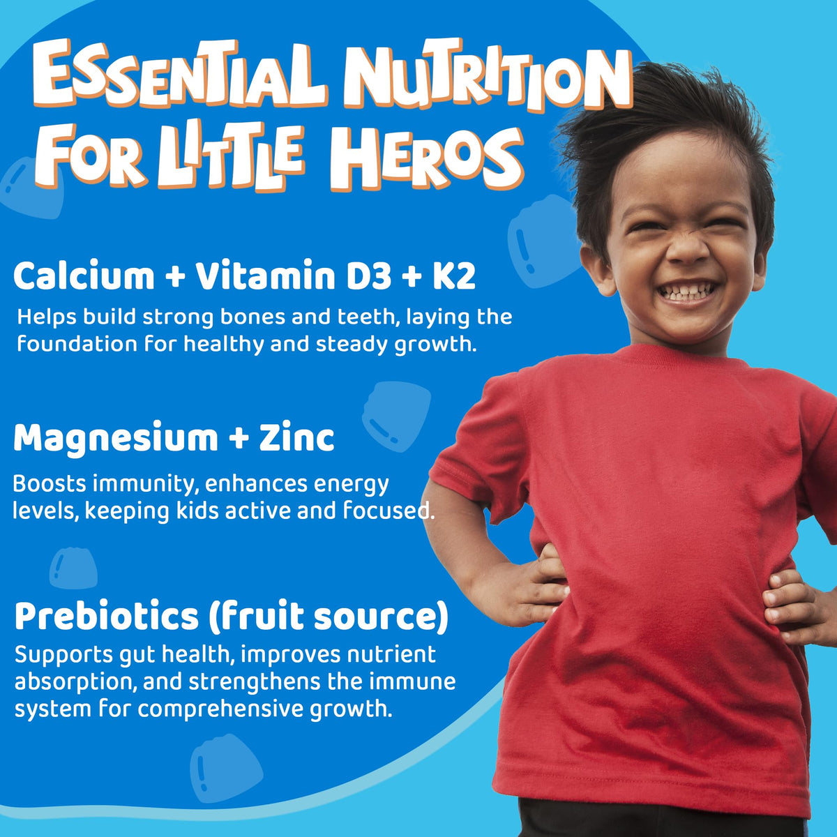 Gummies de calcium LILICARE, vue de côté avec détails nutritionnels