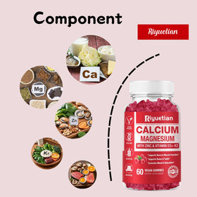 Gummies de Calcium, Magnésium et Zinc Riyuetian avec une cuillère