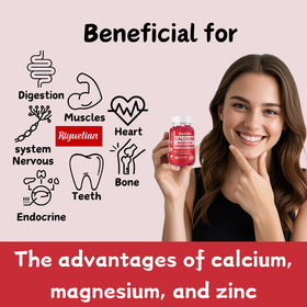 Gummies de Calcium, Magnésium et Zinc Riyuetian sur une table