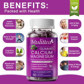 Gummies de calcium Mulittea montrant la texture et la couleur