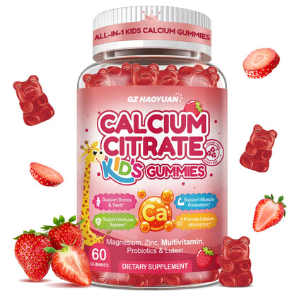 Gummies de calcium pour enfants GZ HAOYUAN en forme d'ours, goût fraise