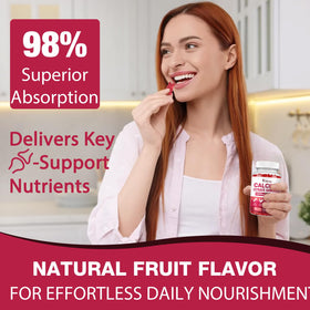 Gummies de calcium Yikecao avec une main tenant un gummy