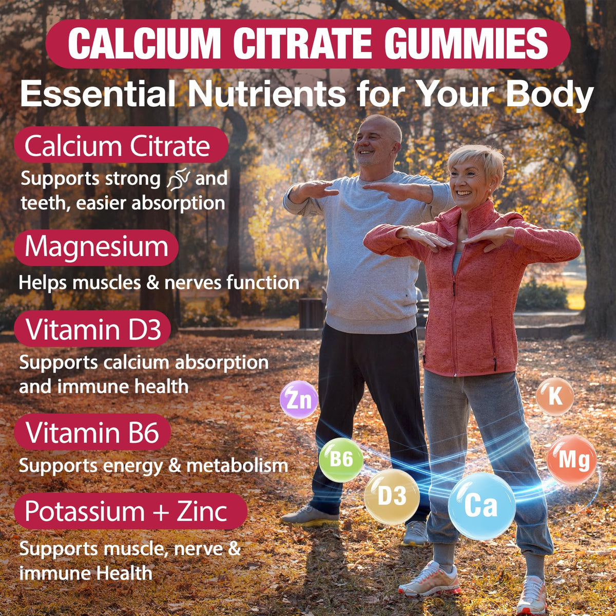 Gummies de calcium Yikecao sur une table en bois