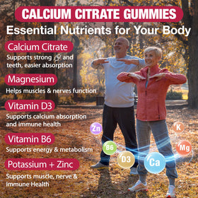 Gummies de calcium Yikecao sur une table en bois
