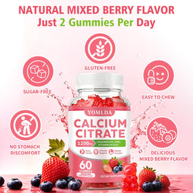 Gummies de Calcium YOMLDA dans un bol avec baies mélangées