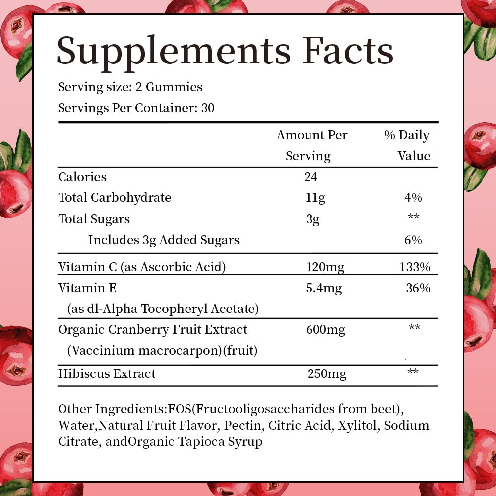 Gummies de canneberge 600mg IIEltruiom en gros plan sur une table