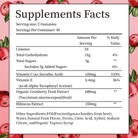 Gummies de canneberge 600mg IIEltruiom en gros plan sur une table