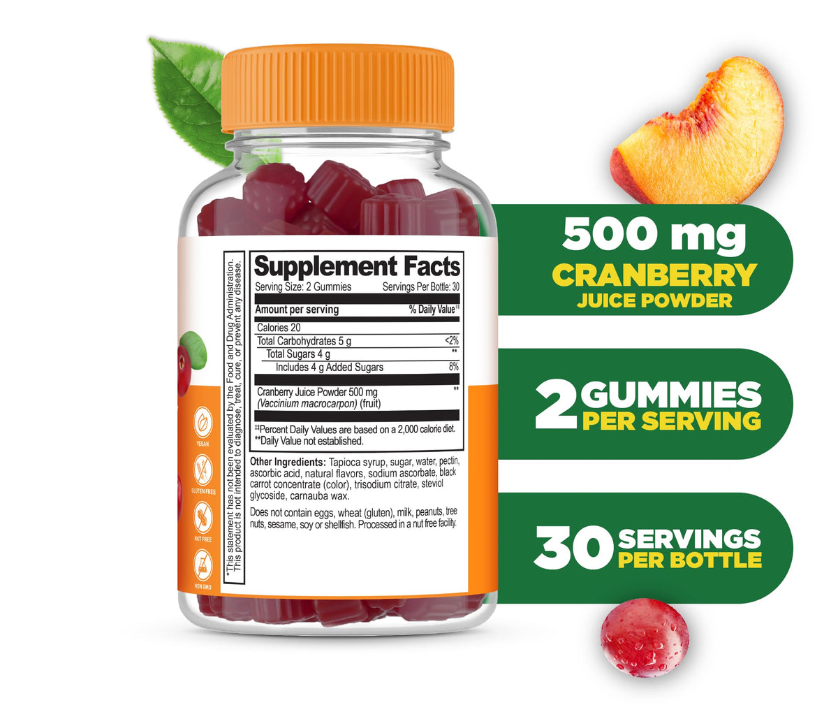 Gummies de canneberge Lifeable avec poudre de canneberge visible