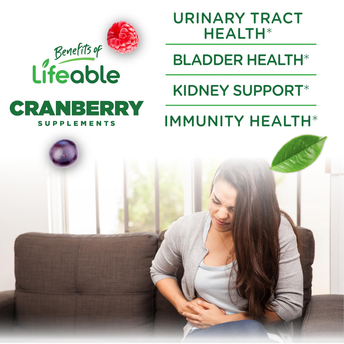 Gummies de canneberge Lifeable sur fond blanc