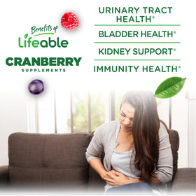 Gummies de canneberge Lifeable sur fond blanc