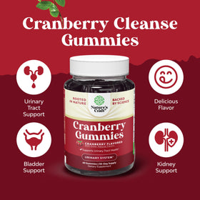 Gummies de canneberge Natures Craft sur fond blanc