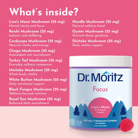 Gummies de champignon lion DR. MORITZ, texture et couleur