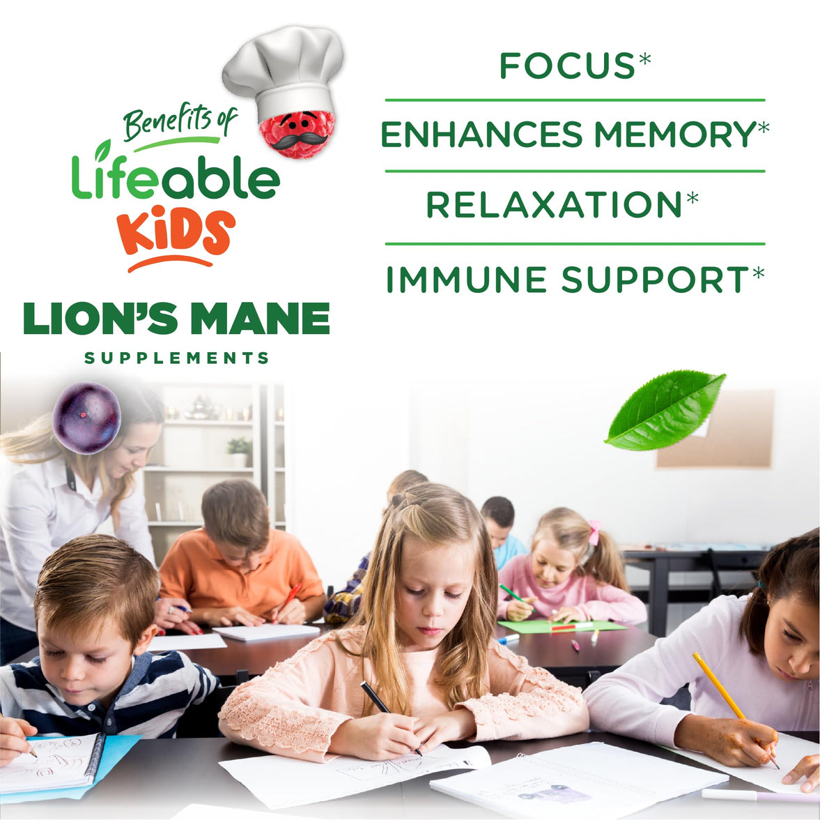 Gummies de Champignon Lion, portion quotidienne de 2 gummies