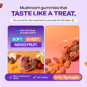 Gummies de champignons biologiques avec un goût de fruits mélangés