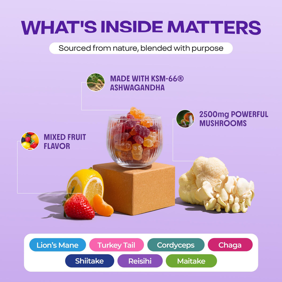 Gummies de champignons Drops Of Nature, détails nutritionnels
