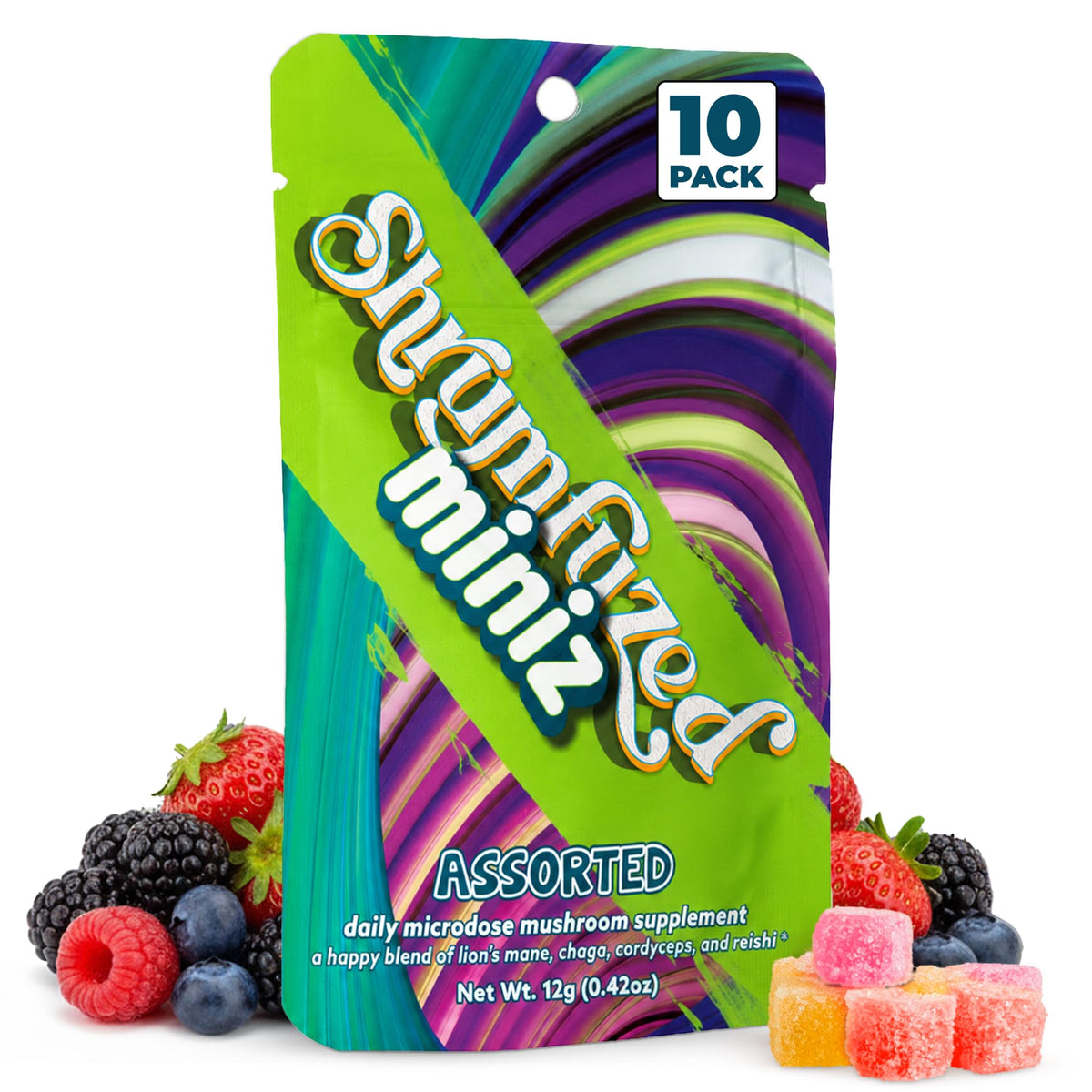 Gummies de champignons Shrumfuzed en boîte de 10, vue avant