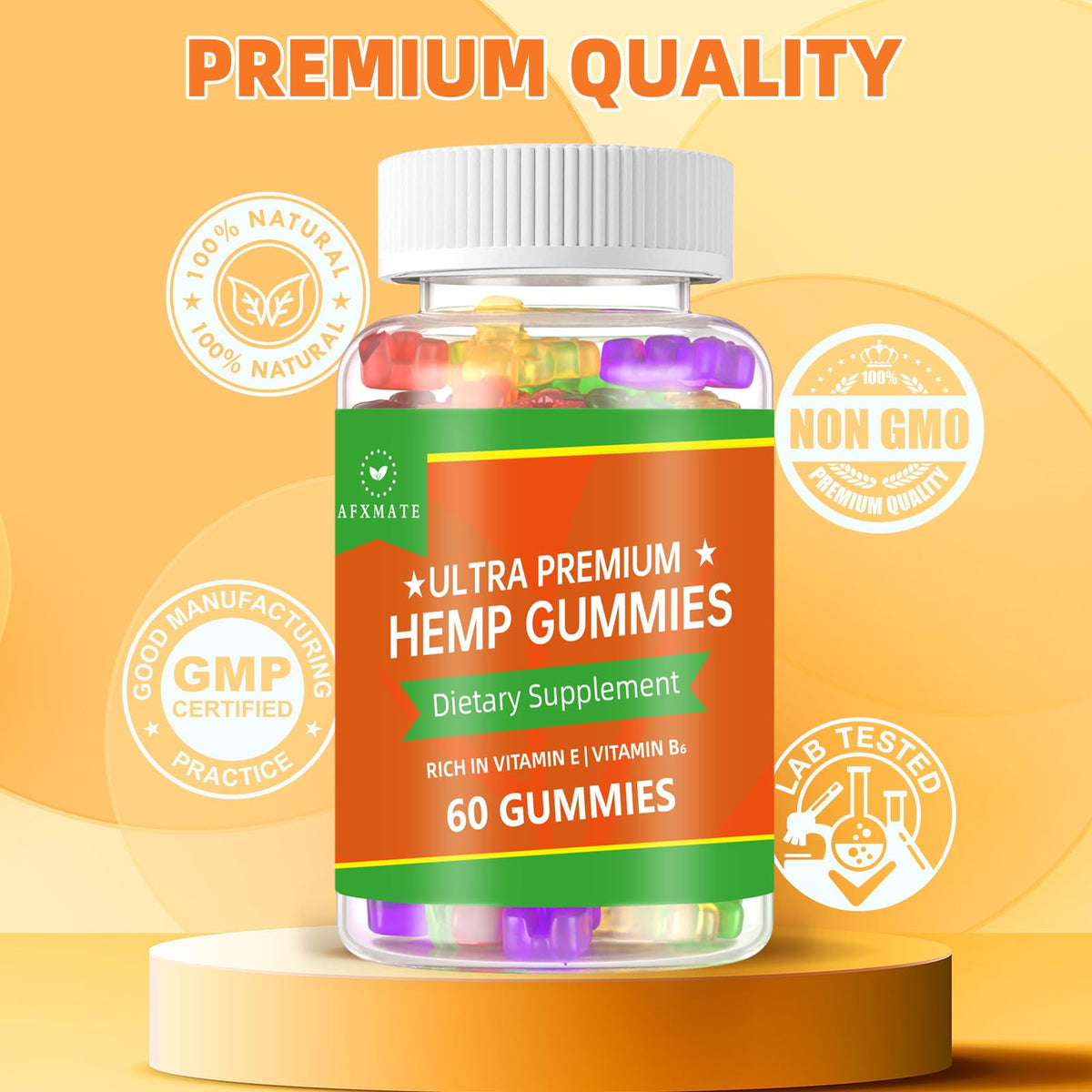 Gummies de Chanvre AFXMATE étiquette avec informations nutritionnelles