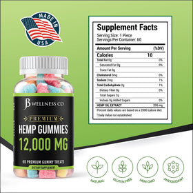 Gummies de Chanvre JB Wellness Co paquet arrière montrant les ingrédients