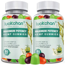Gummies de chanvre LUCKCHAN en bouteille, vue de face