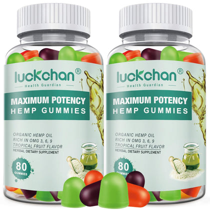 Gummies de chanvre LUCKCHAN en bouteille, vue de face