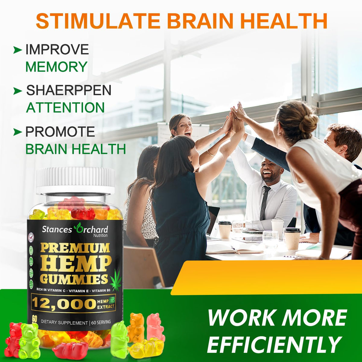 Gummies de Chanvre STANCES ORCHARD, présentation sur une table