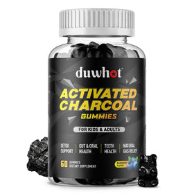 Gummies de charbon actif duwhot 500mg saveur myrtille, vue de face