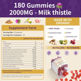 Gummies de Chardon-Marie esverco à côté d'un verre d'eau