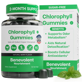 Gummies de chlorophylle Benevolent 60 pièces, vue de face