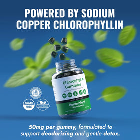 Gummies de chlorophylle Benevolent avec d'autres compléments alimentaires