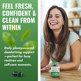 Gummies de chlorophylle Benevolent sur une table, en contexte