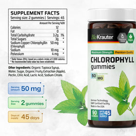 Gummies de chlorophylle BIO KRAUTER à côté d'une pomme