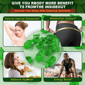 Gummies de chlorophylle EnvyCure avec étiquette visible