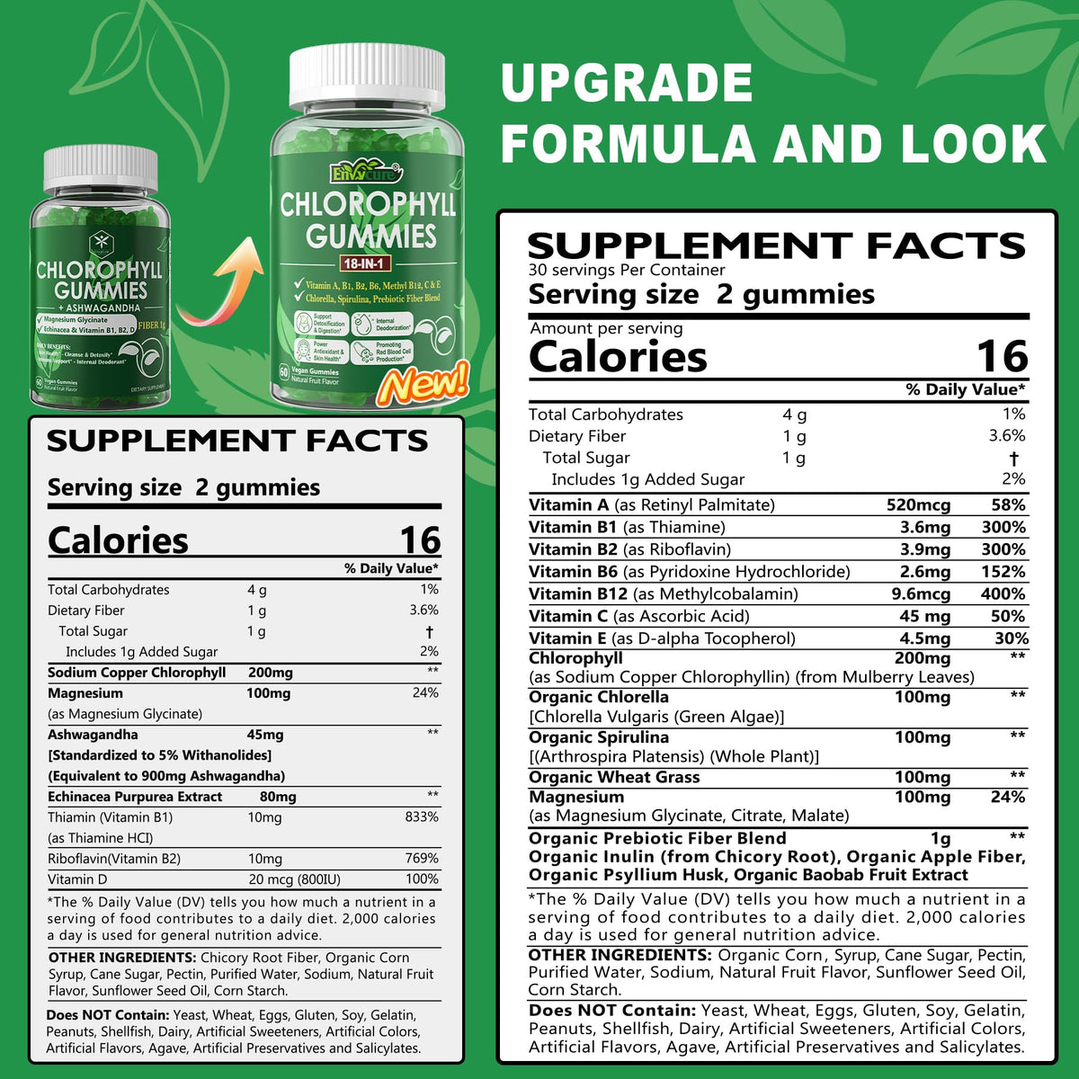 Gummies de chlorophylle EnvyCure avec ingrédients bio