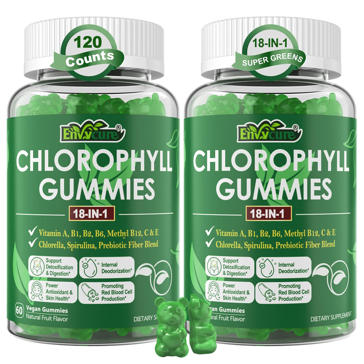 Gummies de chlorophylle EnvyCure en pot de 440g