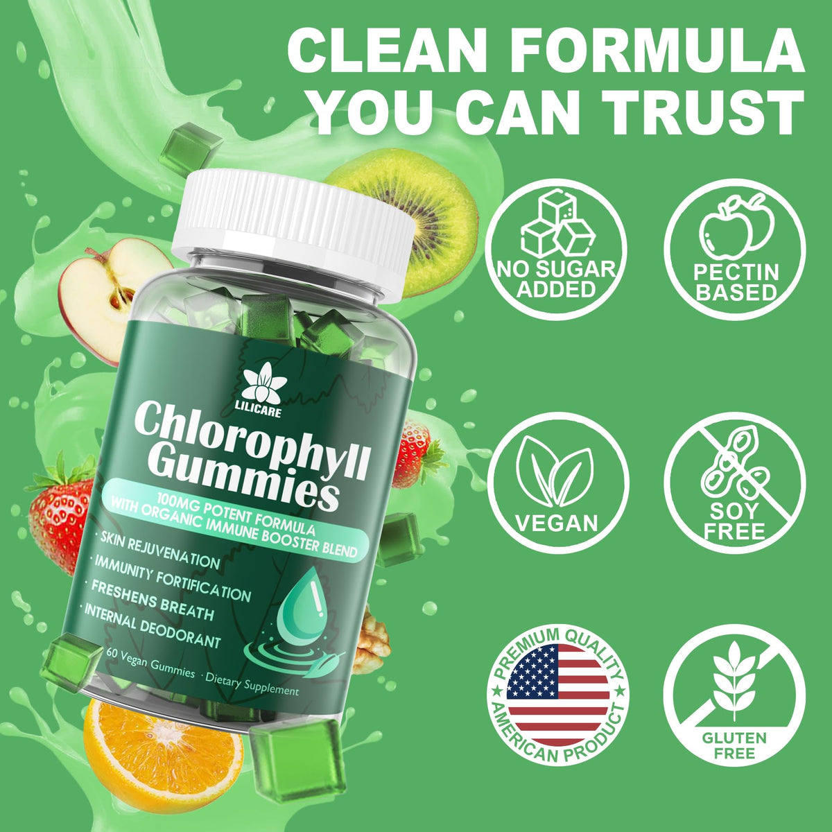 Gummies de chlorophylle LILICARE, consommation quotidienne