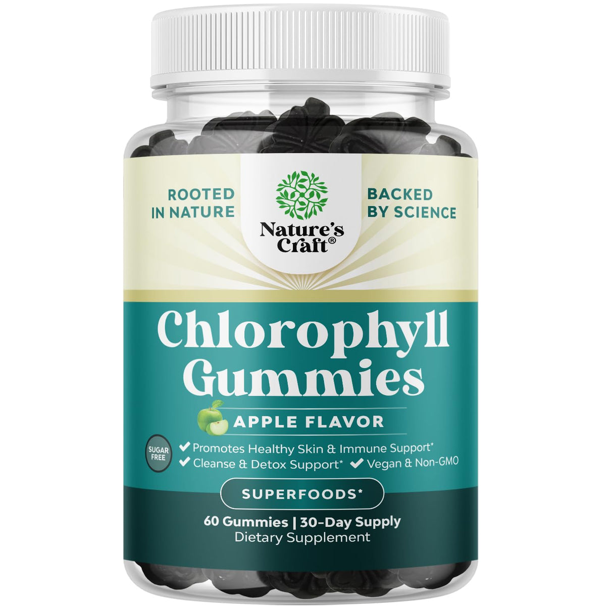 Gummies de chlorophylle Natures Craft 60 unités, vue de face