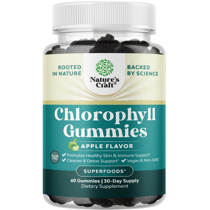 Gummies de chlorophylle Natures Craft 60 unités, vue de face