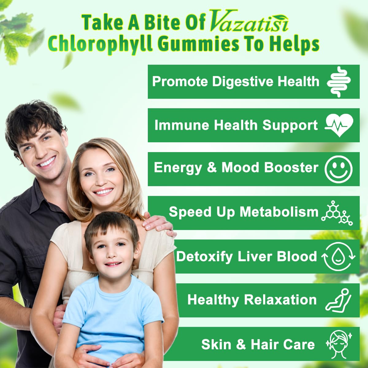 Gummies de Chlorophylle Vazatisi en portion dans une main