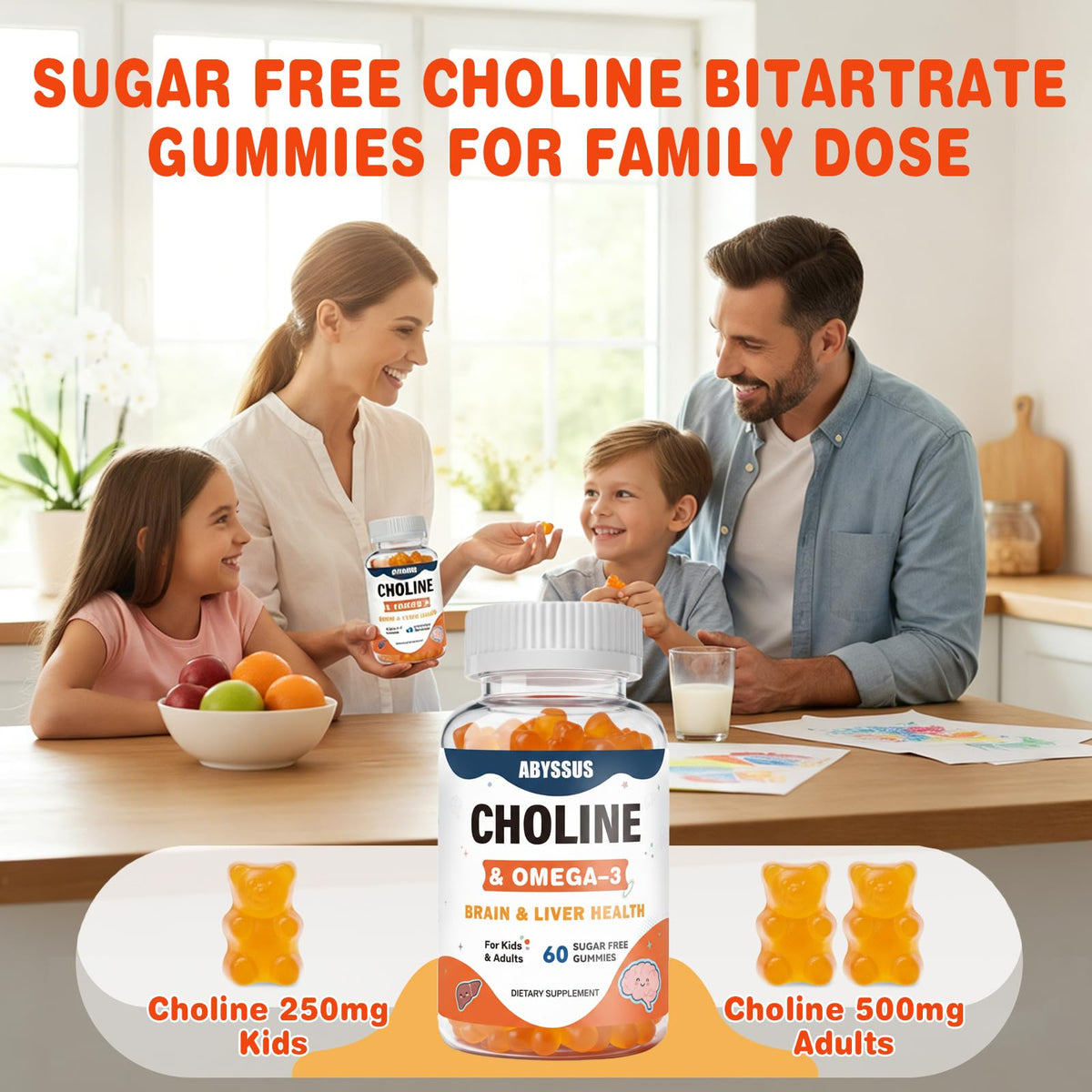 Gummies de Choline ABYSSUS, bouteille ouverte