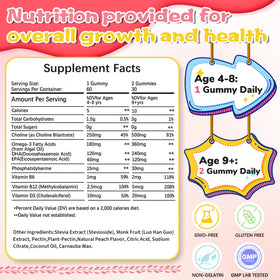Gummies de choline Fzjjyana, étiquette du produit avec spécifications
