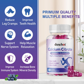Gummies de citrate de calcium duwhot sur une table