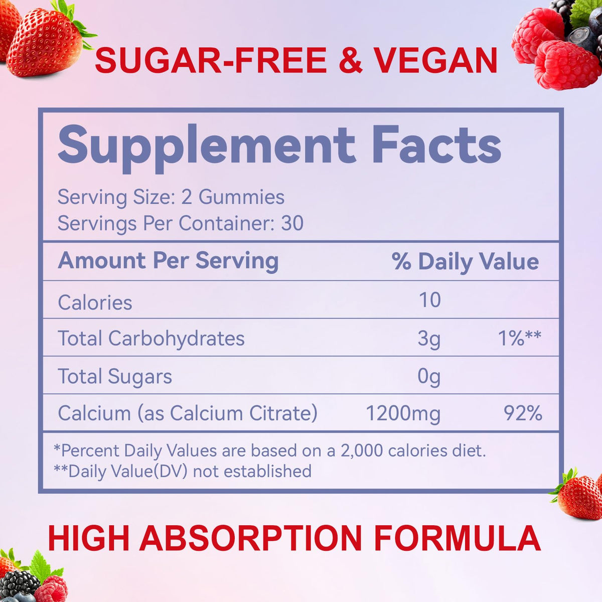 Gummies de citrate de calcium EAZGOO 1200mg, vue arrière du paquet