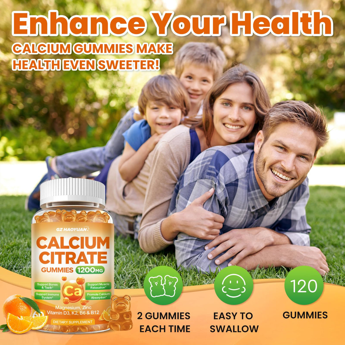 Gummies de citrate de calcium GZ HAOYUAN ouvertes, montre leur texture