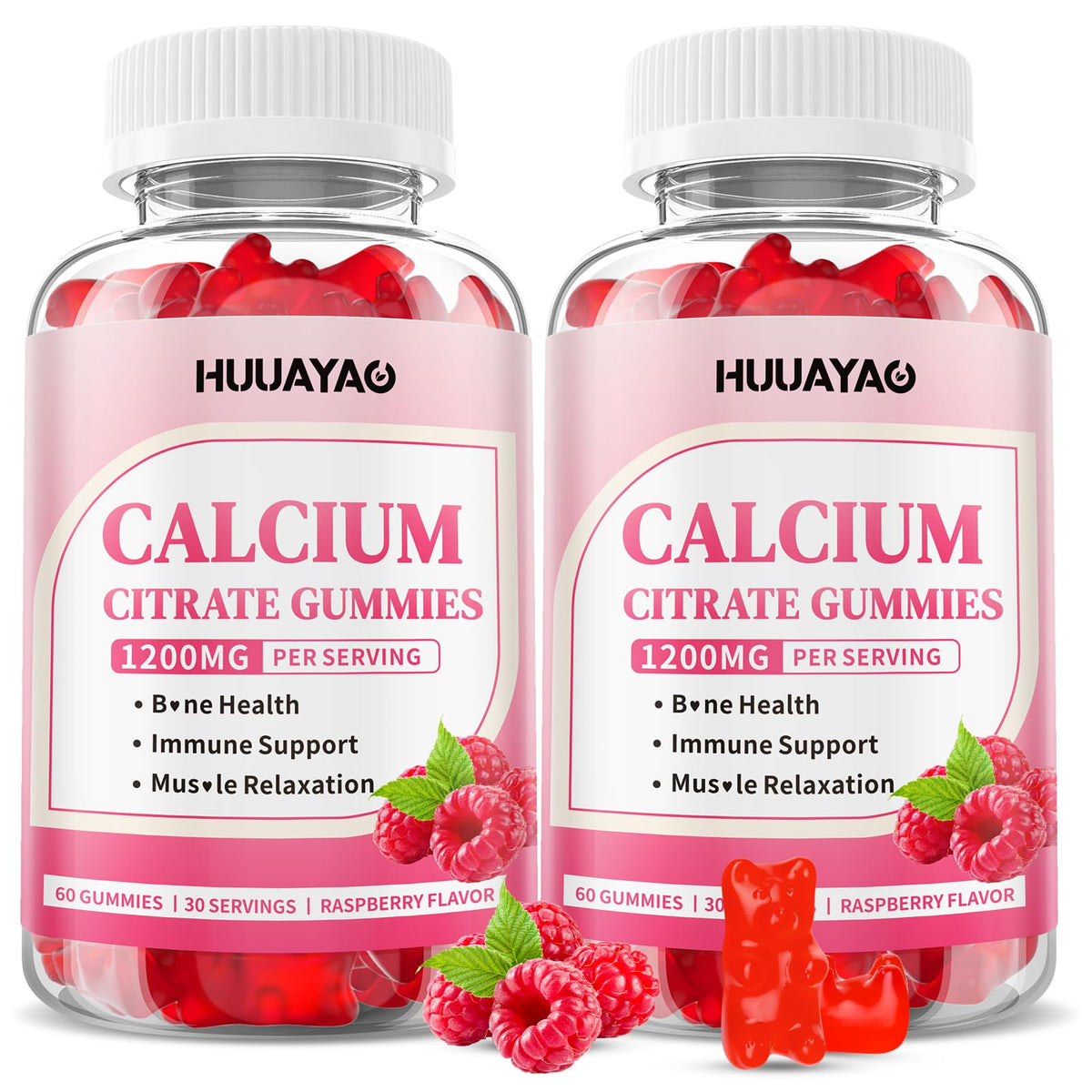 Gummies de Citrate de Calcium HUUAYAO 1200mg, pot de 120 gummies