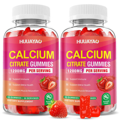 Gummies de citrate de calcium HUUAYAO 1200mg saveur fraise vue de face